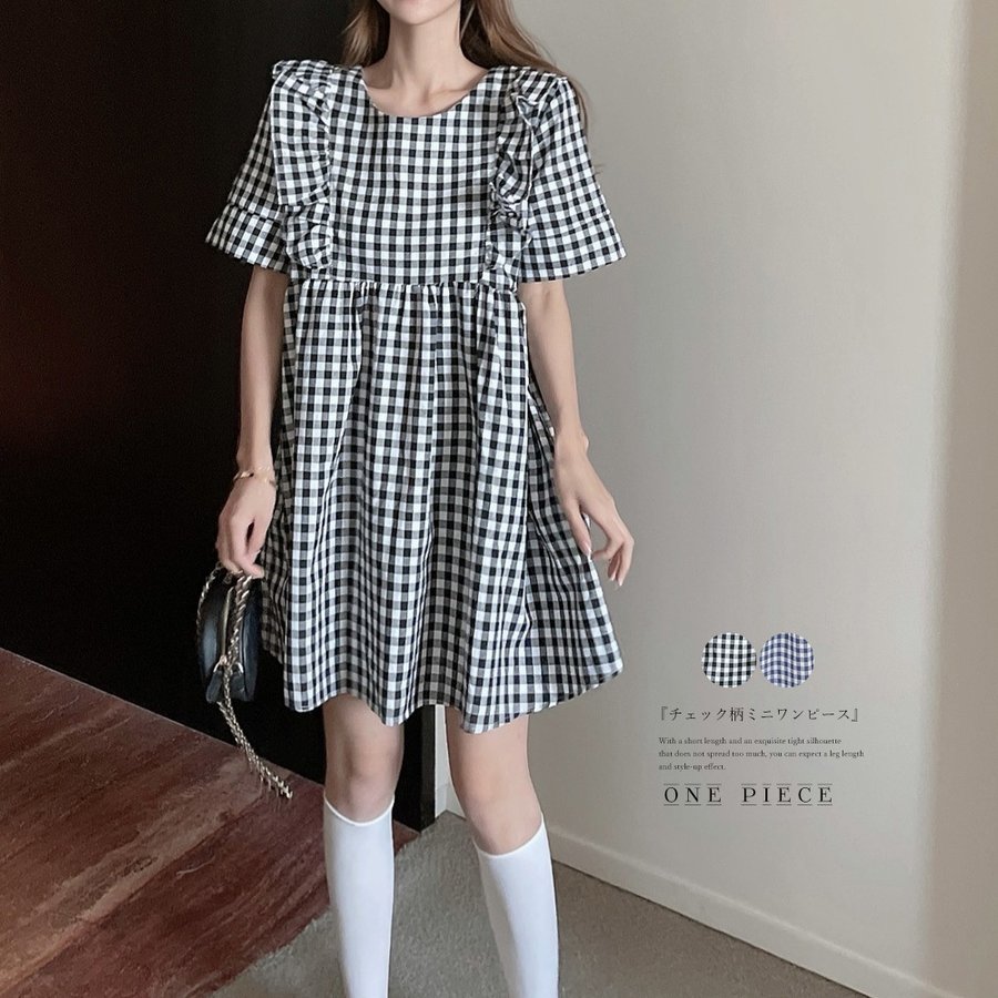 ワンピース ギンガムチェック 前後2way【】 バレンタイン プレゼント