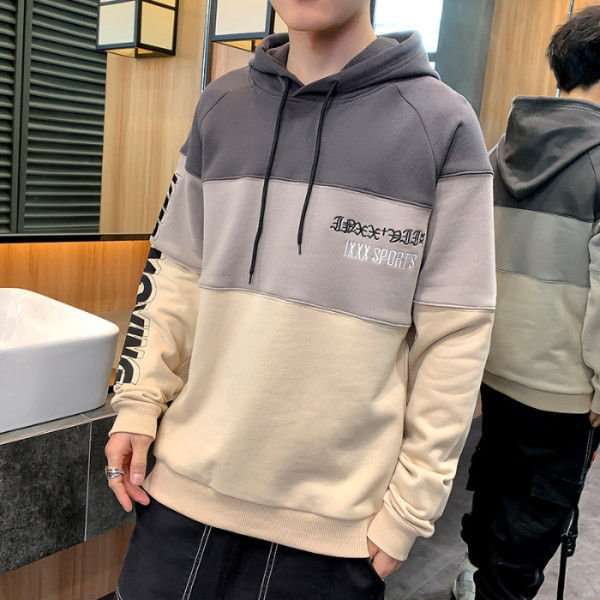 【楽天スーパーSALE限定半額OFF!】パーカー メンズ プルオーバー 長袖 ジャンパー カジュアルウェア トレーニング ウェア デザイン 配色切替え 刺繍 文...