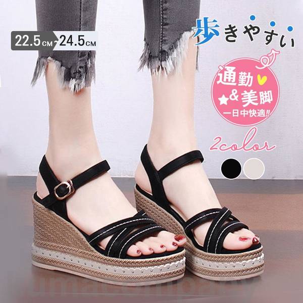 THOM WILLS サンダル レディース ウェッジソール 厚底 ハイヒール 夏 軽い 抜け感 旅行 リゾート レジャー 疲れない 歩きやすい 美脚 レジャー カジュアル