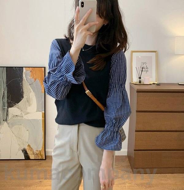 THOM WILLS ドッキングシャツ レイヤード風トップス 重ね着風 シャツ レディース 長袖 ト