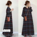 在庫一掃 シャツワンピース レディース 40代 キレイめ マキシ丈ワンピース 春秋 Vネックワンピース チェック柄 通勤ドレス オシャレ 上品 着痩せ 30代 ...
