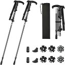トレッキングポール 2本セット 5段伸縮式 I字 T字型 折りたたみ 超軽量 トレッキングステッキ アルミ製 登山ストック ウォーキングポール コンパクト 長さ調整可能 最小36cmまで小さく伸縮 約270g お花見 山登り ラ
