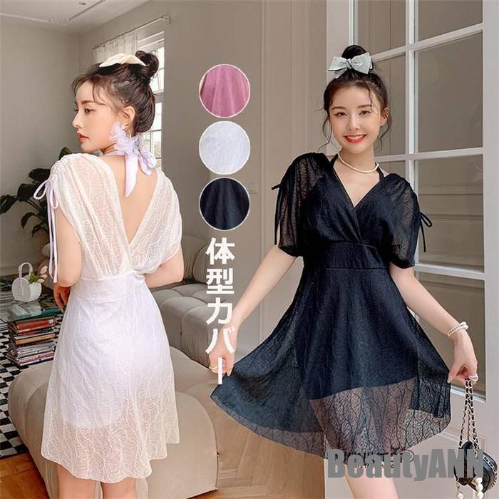 新生活 ワンピース水着 レディース ビキニ チュール 体型カバー 着痩せ Vネック ビーチ 海 可愛い 20代 30代 40代 50代 セクシー 白 黒 ピンク ホルターネック プレゼント ギフト