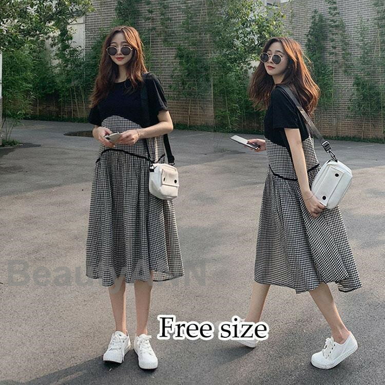 【P20倍！】ワンピース レディース 40代 半袖 ワンピース 春 夏 切り替え ワンピース マキシワンピース オシャレ チェック柄 大きいサイズ 韓国風 ゆったり 30代 50代 ロングワンピース カジュアル ワンピース 夏 新生活 プレゼ