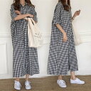 ワンピース レディース ロングワンピース 春夏 チェック柄 五分袖 きれいめ ゆったり 着痩せ 通勤 大人 韓国風 妊婦服 チェック柄ワンピース 夏 カジュアル 10代20代 母の日 プレゼント