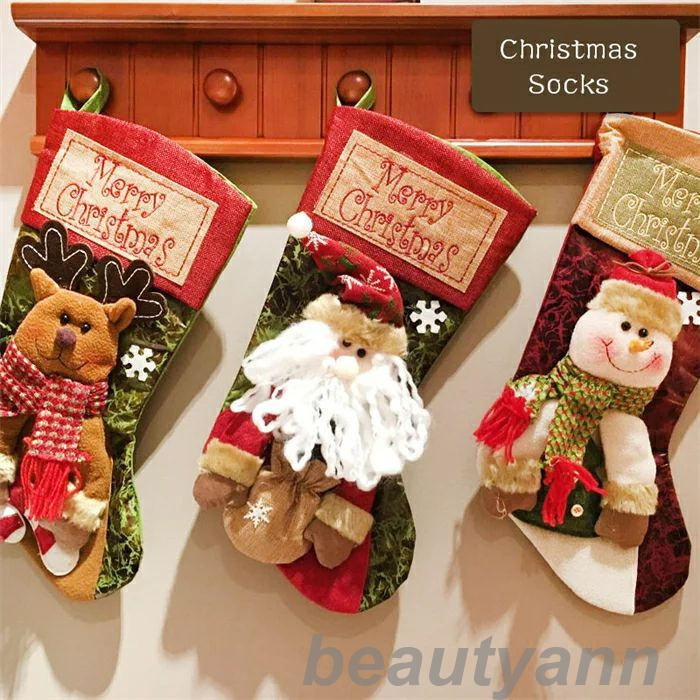 プレゼント袋 クリスマスソックス クリスマスソックス 1枚 サンタクロース 靴下 雪 ソックス クリスマスツリー 飾り 子供 かわいい 壁掛け 玄関飾り ギフト...