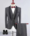 THOM WILLS ギフト 8色メンズタキシード3点セット 紳士服メンズスリーピーススーツセットアップ やや厚め春秋冬用 ジャケット パンツ ジレベスト おし...