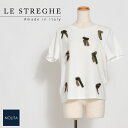 レストレーゲ イタリア製 トップス Tシャツ 半袖 ロゴT 綿 コットン リボン 迷彩 アーミー 白 ホワイト LE STREGHE【リボンカットソー】〇【送料無料 ※沖縄・離島は送料別】