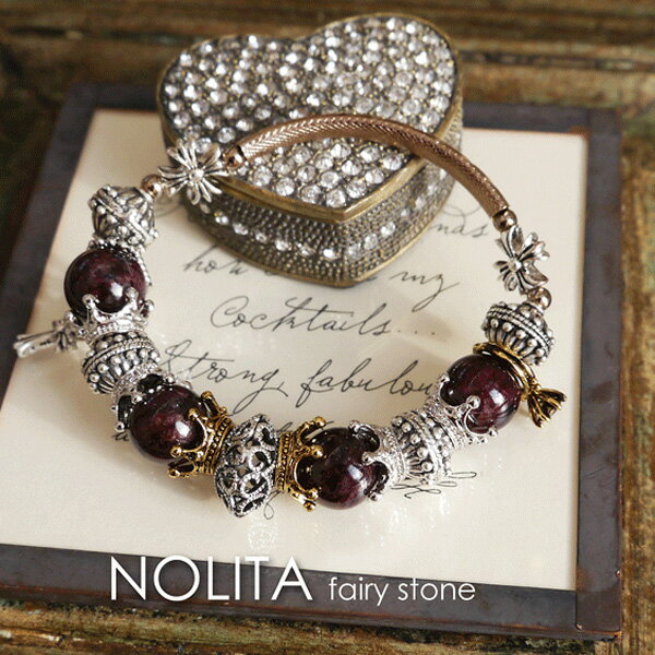 ガーネット 天然石ブレスレット レディース パワーストーンブレスレット NOLITA fairy stone 天然石ガーネット チャーム付き パワーストーンブレ...