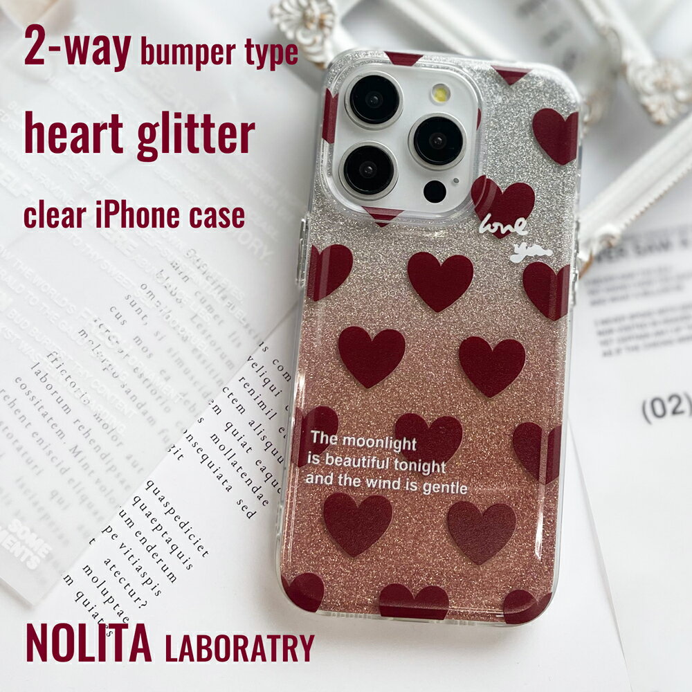 樂天商城 - 【 NOLITA / ノリータ 】アイフォンカバー アイフォンケース ハート グリッター 2Way iPhone 15 / 15pro / 15proMax / 15plus / 11 / 12 / 13 / 14 / 7 / 8 / SE2 / SE3 防塵 耐衝撃 バンパー ケース