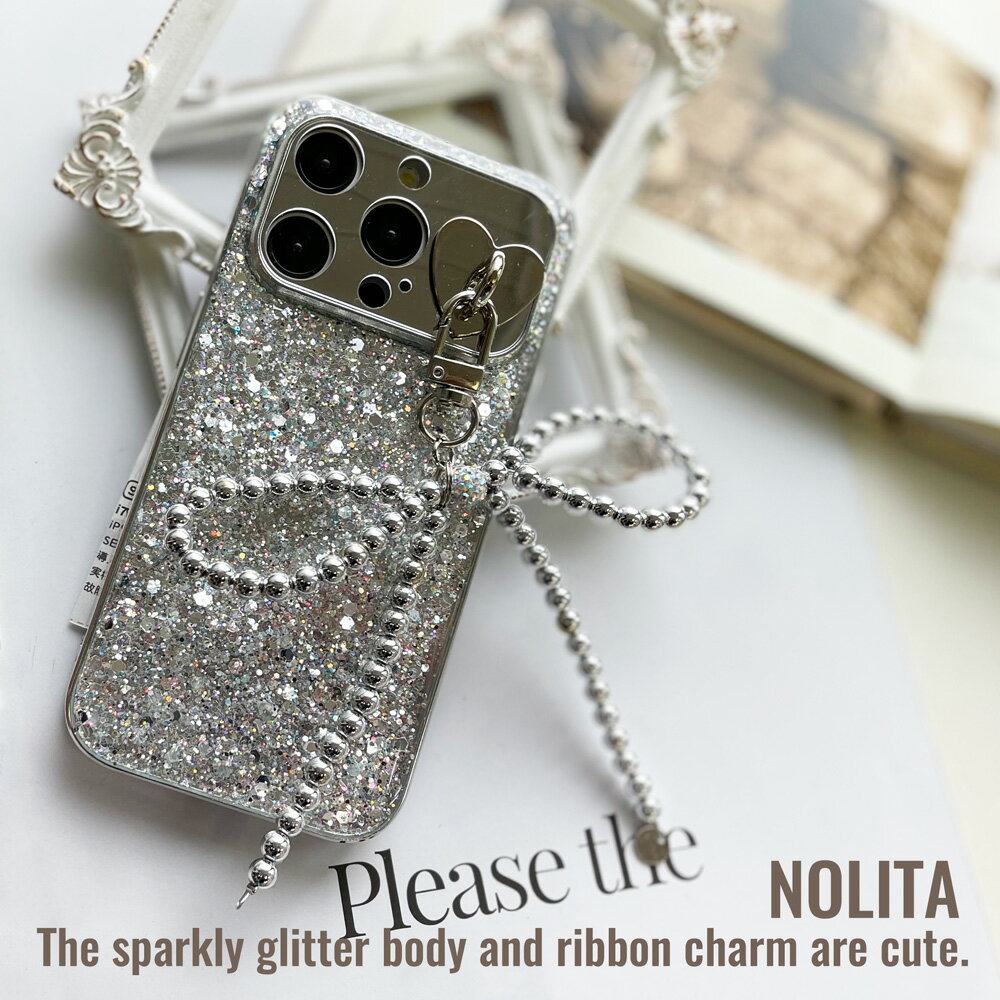 乐天商城 - 【 NOLITA / ノリータ 】アイフォンケース アイフォンカバー ラメグリッター リボンチャーム付き iPhone 14 / 14pro / 15 / 15pro /