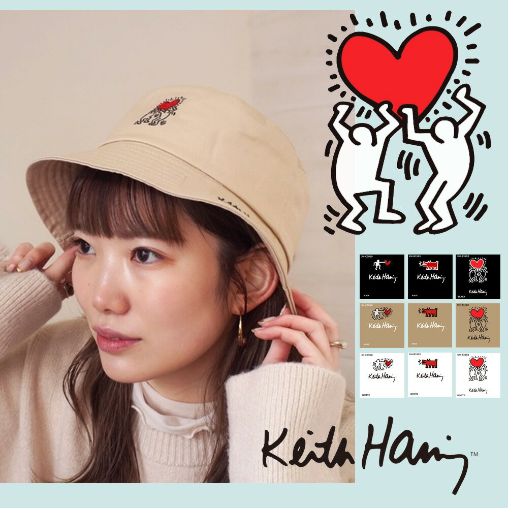 Keith Haring キースヘリング アート ロゴ プリント バケット ハット 帽子 KH-B3101 KH-B3102 JM-C0910 お出かけ 日よけ 日焼け防止 ハット