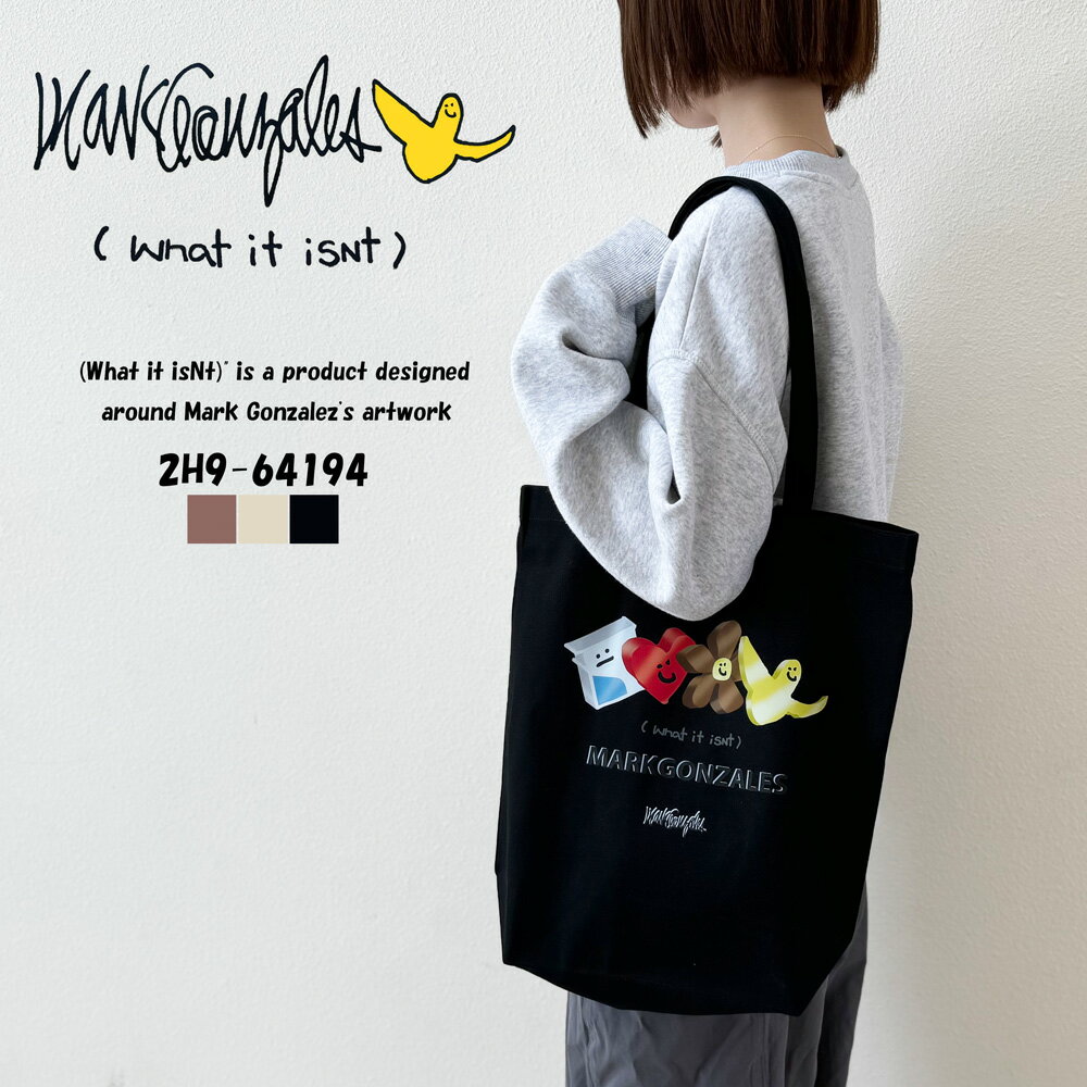 【 NOLITA / ノリータ 】Mark Gonzales マークゴンザレス アートプリント ショルダートートバッグ ショルダーバッグ 帆布 通学 サブバッグ ワットイットイズント What it isNt