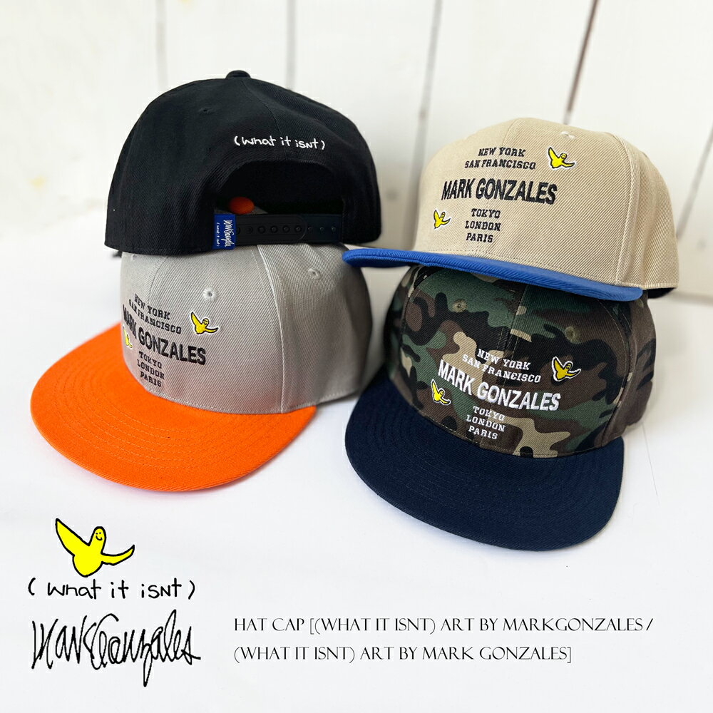 Mark Gonzales (マークゴンザレス) ゴンバト フラット キャップ 帽子 帽子 刺繍 ロゴ 2H9-13200 ART BY MARKGONZALES アートバイ マークゴンザレス ゴンバト 刺繍 ローキャップ