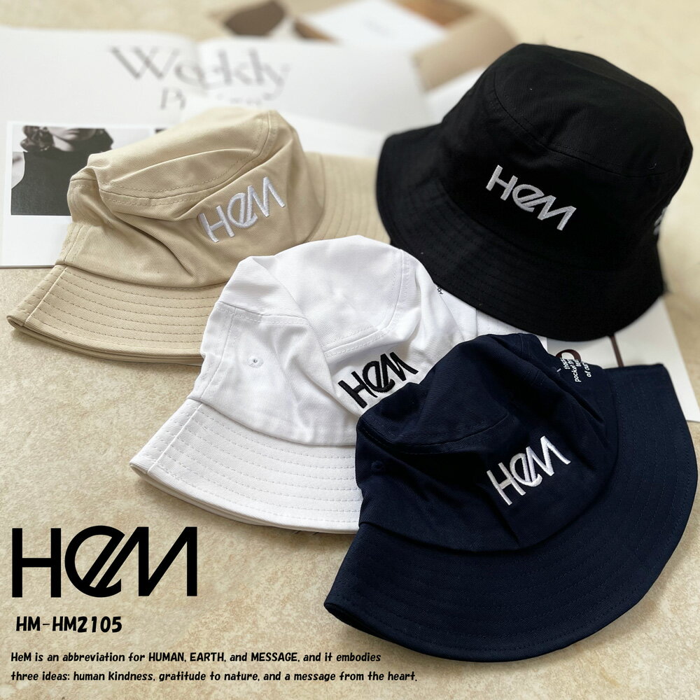 乐天商城 - ＼楽天マラソン 25％OFF 送料無料／【 NOLITA / ノリータ 】HeM 刺繍 ロゴ バケットハット 帽子 ブラック ネイビー ベージュ ホワイト ハット