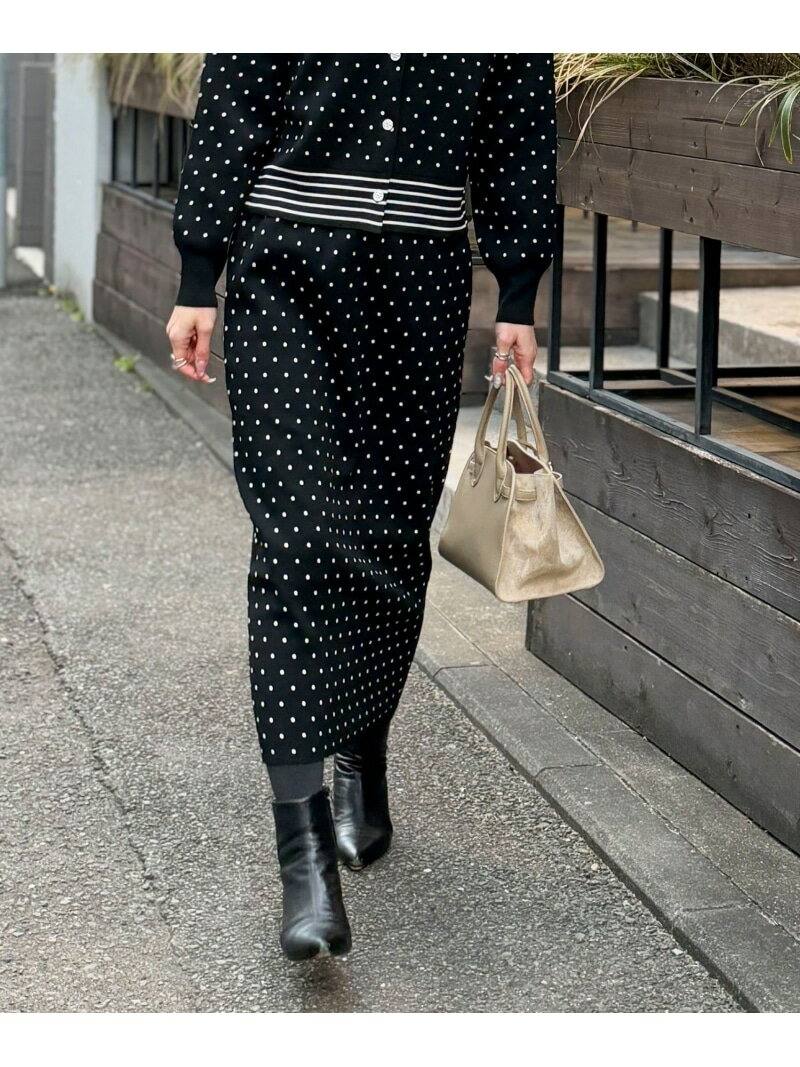 Rakuten - 【SALE／30%OFF】《セットアップ対応》エステルニットドットスカート MICO COULIER ノーリーズ スカート ミディアムスカート ブラック【RBA_E】【送料無料】[Rakuten Fashion]