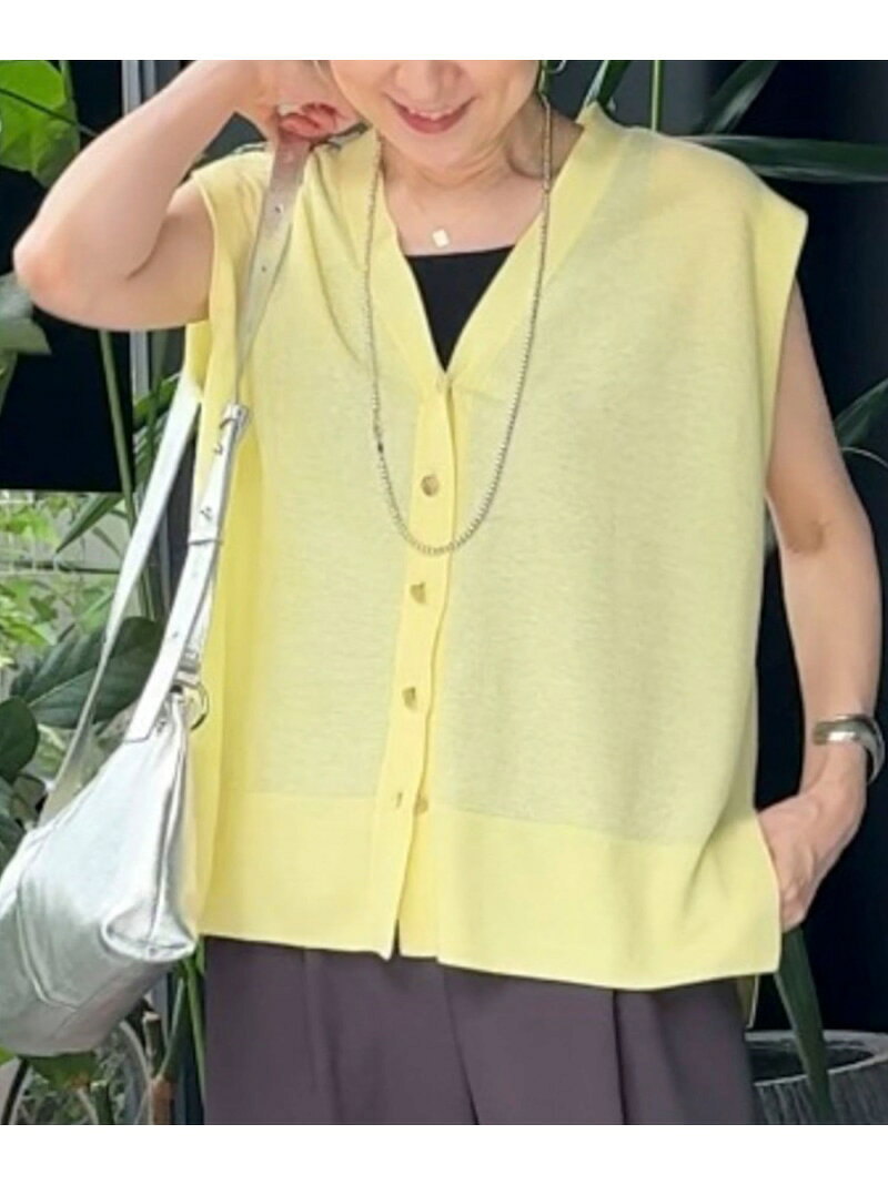 V-Neck - 《手洗い可能》シアーミラノリブゆったりVネックベスト NOLLEY'S ノーリーズ トップス ニット イエロー ネイビー【先行予約】*【送料無料】[Rakuten Fashion]