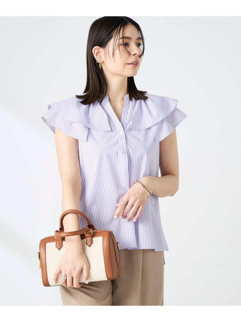 Rakuten - ウォッシャブルダブルフリルキーネックブラウス NOLLEY'S ノーリーズ トップス シャツ・ブラウス ブルー パープル グレー【送料無料】[Rakuten Fashion]