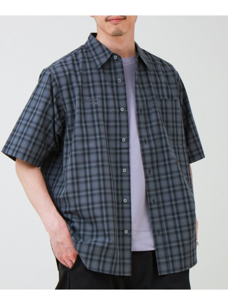 Rakuten - GOODNESS刺繍 オンブレー ショートスリーブシャツ GLOSTER フレディ アンド グロスター トップス シャツ・ブラウス ブラック ブルー【送料無料】[Rakuten Fashion]