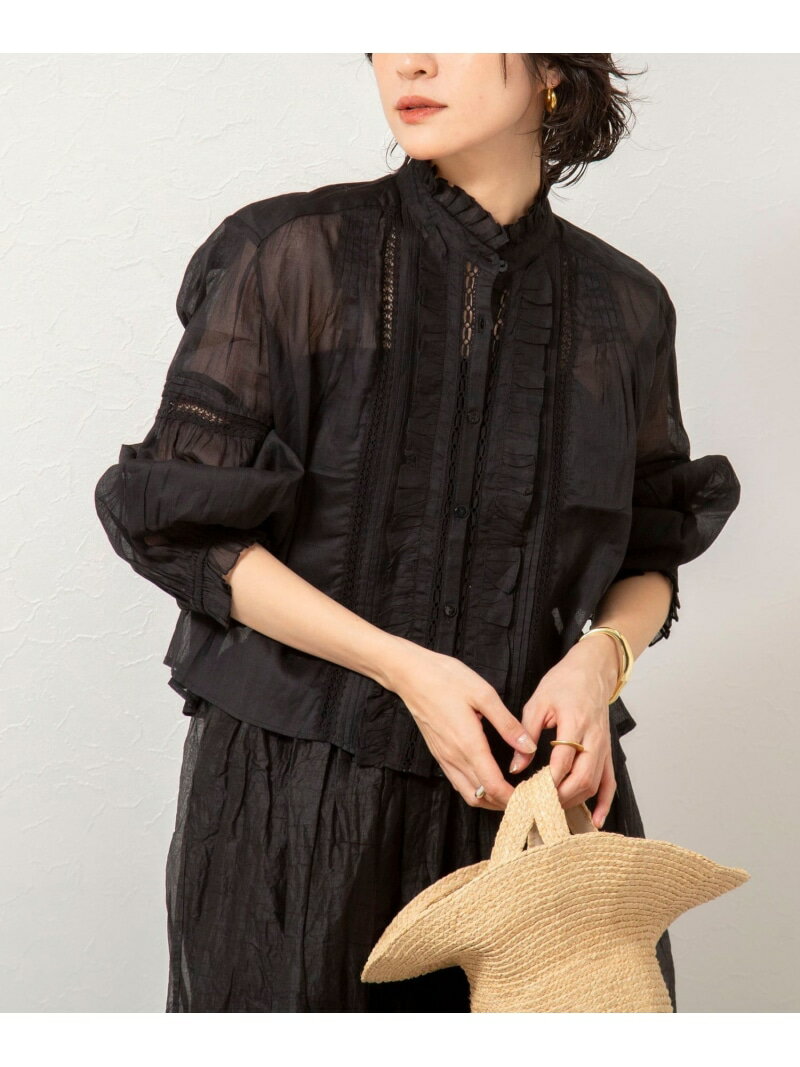Rakuten - 【SALE／30%OFF】【MARILYN MOON】sheer starched cotton lace frilled ブラウス NOLLEY'S sophi ノーリーズ トップス シャツ・ブラウス ホワイト ブラック【RBA_E】【送料無料】[Rakuten Fashion]
