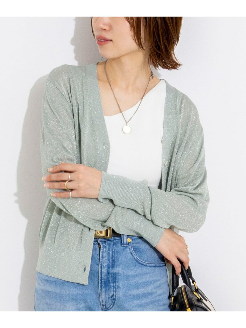 Rakuten - 《手洗い可能/アンサンブル対応》ラメVネックカーディガン NOLLEY'S ノーリーズ トップス カーディガン ゴールド シルバー グリーン【送料無料】[Rakuten Fashion]