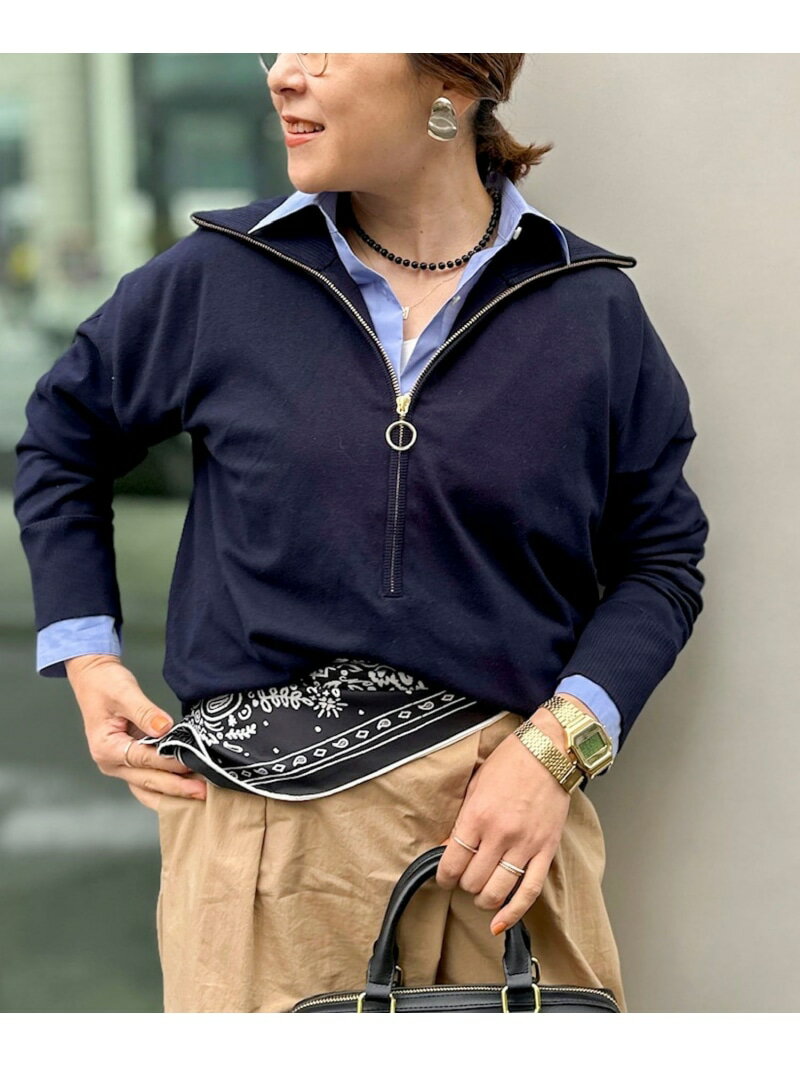 Rakuten - 【SALE／30%OFF】《手洗い可能》ハーフZIPプルオーバー Rie Miller ノーリーズ トップス ニット ネイビー【RBA_E】【送料無料】[Rakuten Fashion]