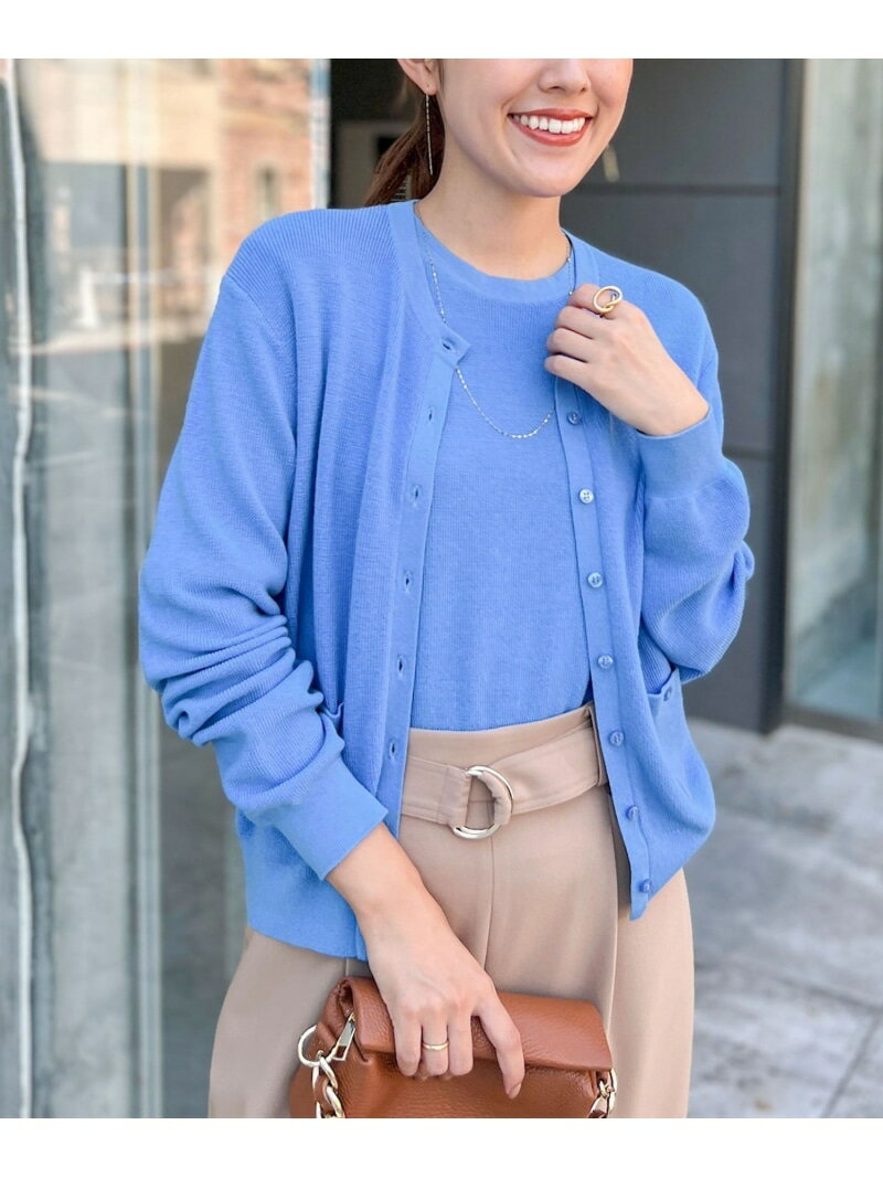 【SALE／50%OFF】《手洗い可能》ESPOIR 16G片畦クルーネックカーディガン NOLLEY'S ノーリーズ トップス カーディガン ピンク ネイビー グレー ホワイト ブルー【RBA_E】【送料無料】[Rakuten Fashion]
