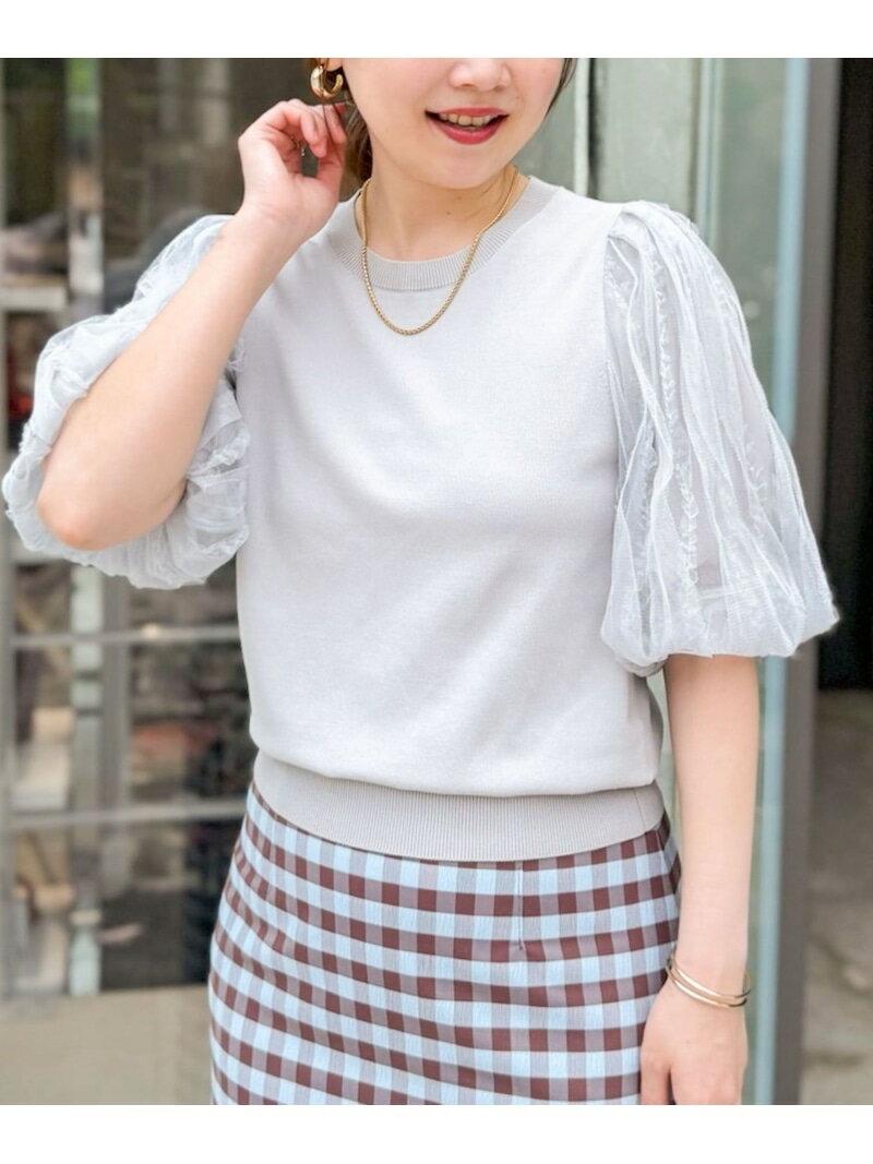 Rakuten - 【SALE／40%OFF】《手洗い可能》袖チュールプルオーバーニット NOLLEY'S sophi ノーリーズ トップス ニット ブラック ホワイト【RBA_E】【送料無料】[Rakuten Fashion]