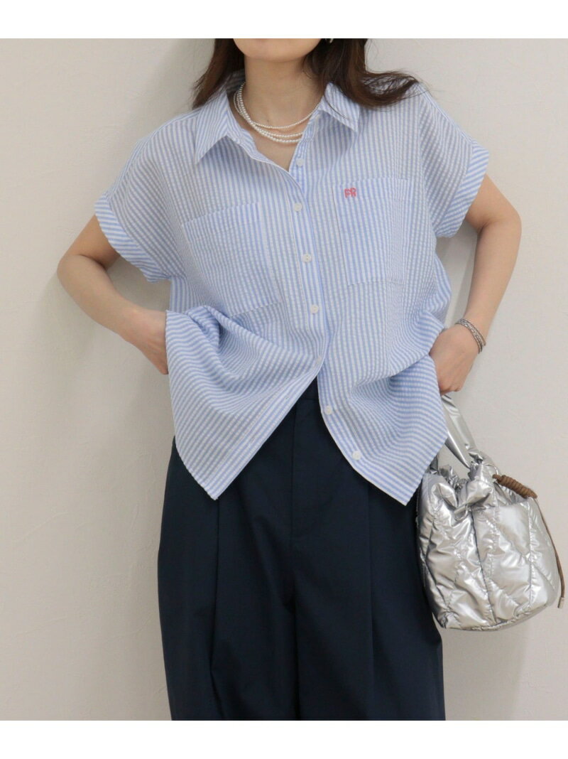 Rakuten - 【SALE／20%OFF】FR刺しゅうフレンチストライプシャツ fredy emue フレディ アンド グロスター トップス シャツ・ブラウス ブルー グリーン オレンジ【RBA_E】【送料無料】[Rakuten Fashion]