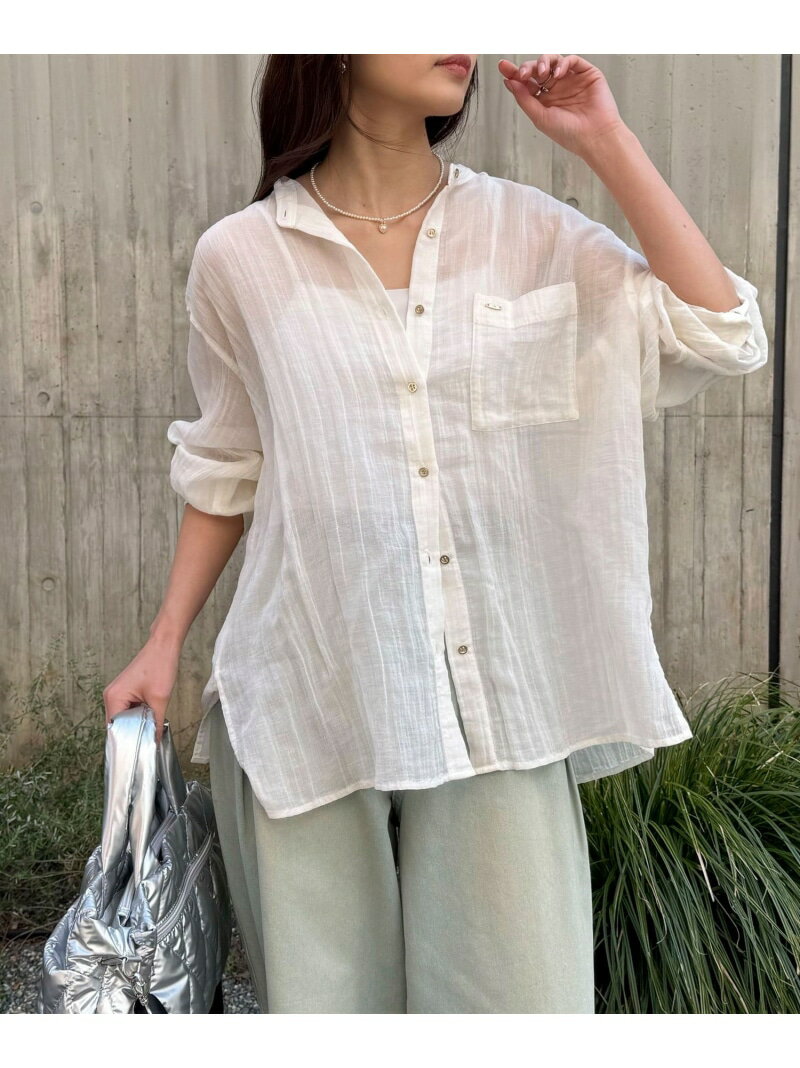 Rakuten - 【SALE／30%OFF】リネン混楊柳バンドカラーシャツ fredy emue フレディ アンド グロスター トップス シャツ・ブラウス ホワイト グリーン ブルー ブラック【RBA_E】【送料無料】[Rakuten Fashion]