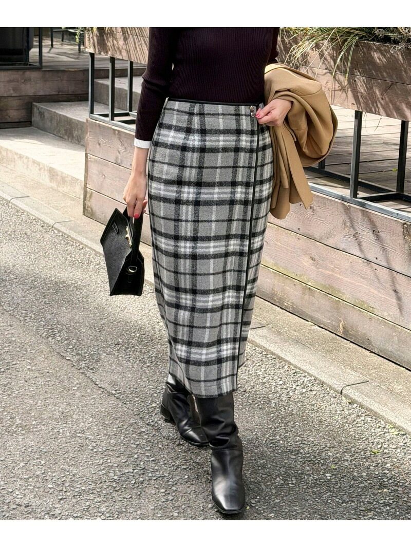 Rakuten - 【SALE／60%OFF】チェックラップスカート MICO COULIER ノーリーズ スカート その他のスカート ブラウン グレー【RBA_E】[Rakuten Fashion]