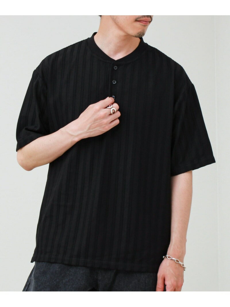 Rakuten - シアージャガード ヘンリーネックTシャツ GLOSTER フレディ アンド グロスター トップス カットソー・Tシャツ グレー ブラック カーキグリーン【先行予約】*【送料無料】[Rakuten Fashion]