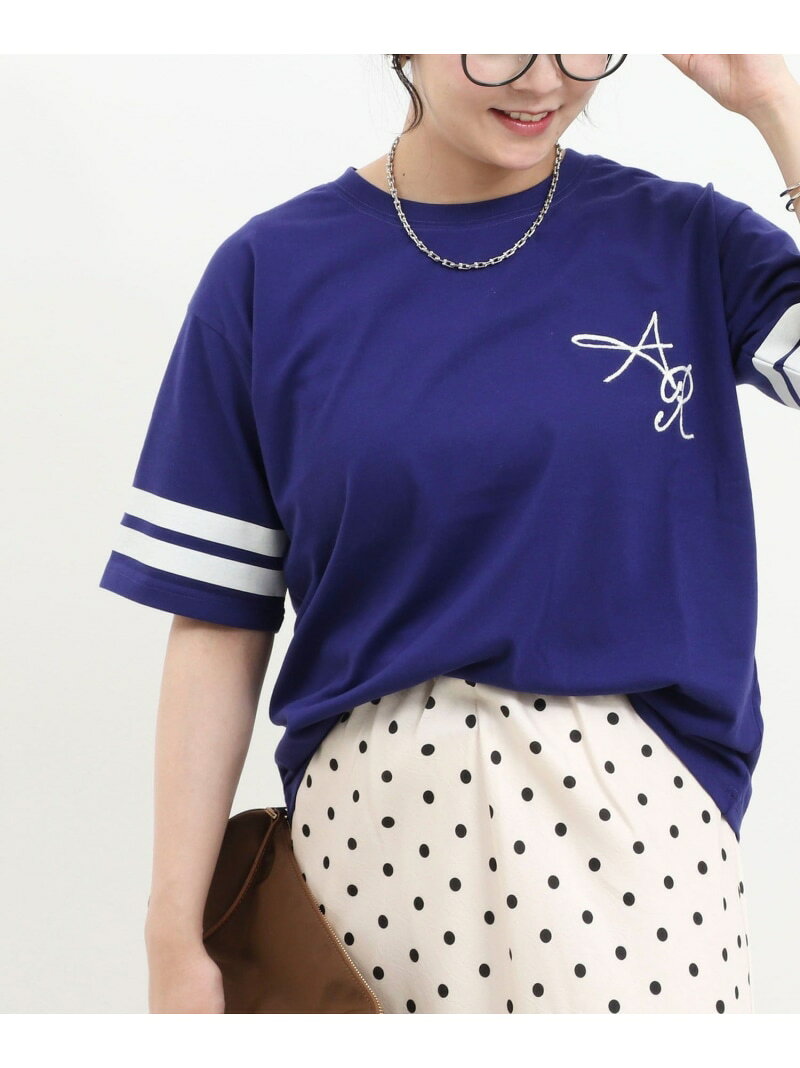 Rakuten - 刺繍ロゴ&袖ラインTee fredy couleur フレディ アンド グロスター トップス カットソー・Tシャツ ホワイト グレー グリーン[Rakuten Fashion]
