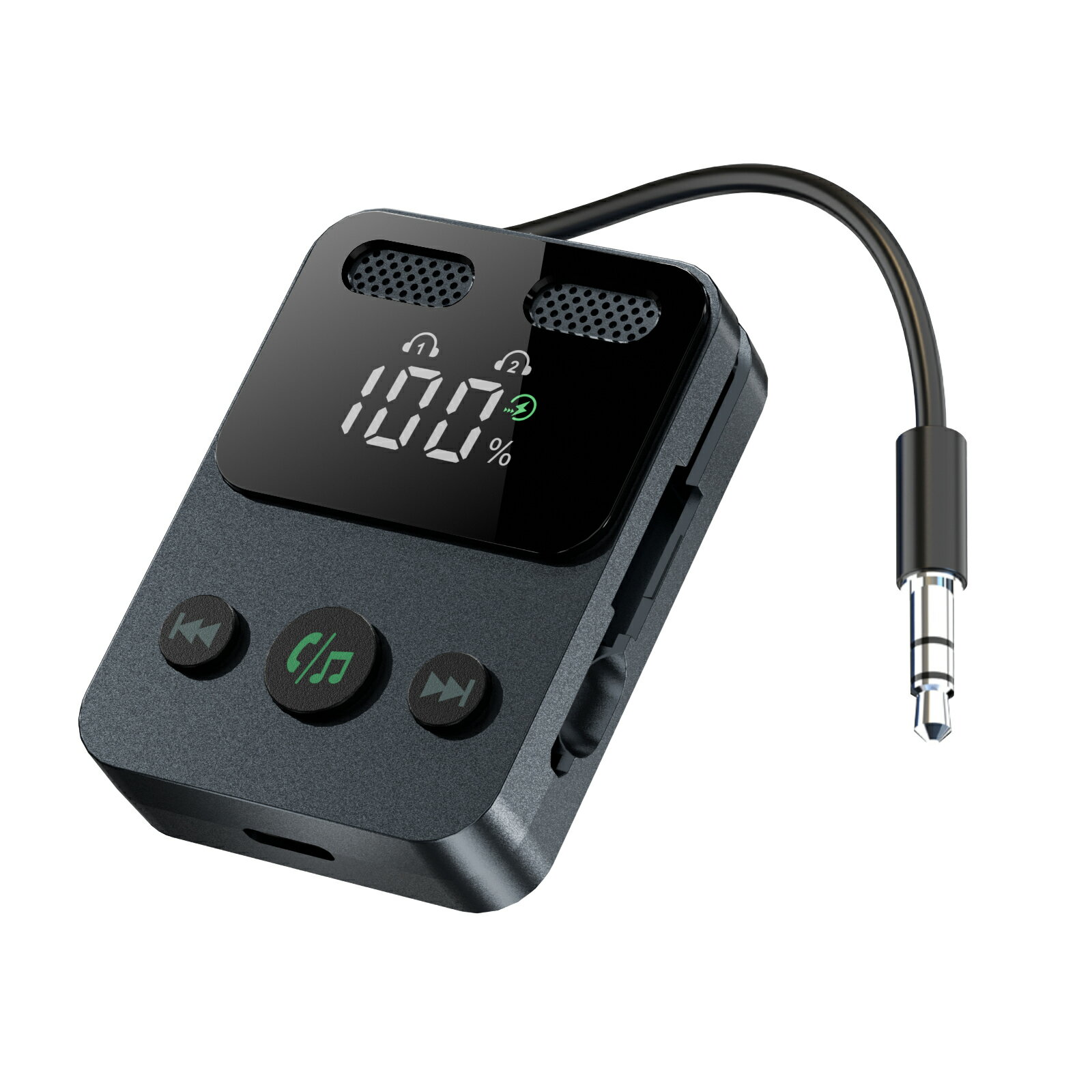 トランスミッター Bluetooth 5.3 レシーバー LEDディスプレイ付 3.5mm 2台同時接続...