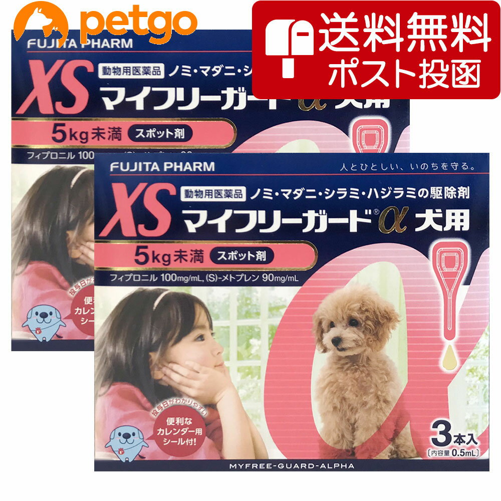 【ネコポス(同梱不可)】【2箱セット】マイフリーガードα 犬用 XS 5kg未満 3本（動物用医薬品）【あす楽】