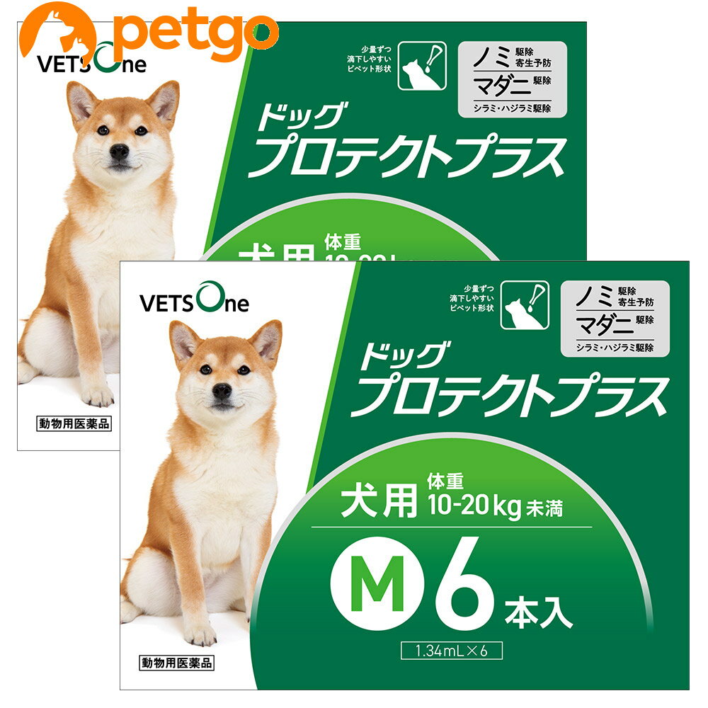 【使用期限：2026年10月以降の商品を出荷させていただきます。】【沖縄県へのお届けは陸送でのお届けとなります。お届けまでに約一週間程度かかりますので、あらかじめご了承ください。】 必ず製品の添付文書をよく読み用法用量を守って正しくご使用ください。セットでの販売の商品になります。単品での返品は一切お受けしておりません。あらかじめご了承くださいませ。 ドッグプロテクトプラスは犬に寄生するノミ、マダニ、シラミ及びハジラミを駆除します。 ・ノミの駆除寄生予防効果1～3か月間 ・マダニ駆除効果約1か月間 ・8週齢以上の子犬（体重制限なし）から使用可能 ・肩甲骨間に滴下するだけの簡単投与 プロテクトプラスの成分であるフィプロニルは犬に寄生するノミ・マダニ・シラミ・ハジラミを駆除します。 （S）－メトプレンは、ノミの卵の孵化及び幼虫の変タイを阻害し、犬へのノミ寄生を予防します。 【特長】 ●少量ずつ滴下しやすいピペット形状 ●ピペットは開封後立てておくことができます ●日本国内のGMPガイドラインを遵守した動物用医薬品製造工場で製造 ■効能効果：ノミ、マダニ、シラミ及びハジラミの駆除 ノミ卵の孵化阻害及びノミ幼虫の変態阻害によるノミ寄生予防 ■用法用量：8週齢以上の犬の肩甲骨間背部の被毛を分け、皮膚上の1部位に直接次のピペット全量を滴下する。 サイズ/体重/容量規格 XS/5kg未満/0.5mL入りピペット S/5kg～10kg未満/0.67mL入りピペット M/10kg～20kg未満/1.34mL入りピペット L/20kg～40kg未満/2.68mL入りピペット XL/40kg～60kg未満/4.02mL入りピペット ■使用上の注意：【犬に関する注意】 ・衰弱、高齢、妊娠中あるいは授乳中の犬に対する投与については獣医師と相談し、投与の適否を慎重に決定すること。 ・本剤は外用以外に使用しないこと。 ・本剤使用後1日間は、水浴あるいはシャンプーを控えることが望ましい。 ・副作用が認められた場合には、速やかに獣医師の診察を受けること。 ・もし、動物が舐めた場合、溶媒の性状のため一過性の流涎が観察されることがある。そのため、滴下部位を他の動物が舐めないように注意すること。 ・まれに、他の外用殺虫剤と同様に本剤の使用後、個体差による一過性の過敏症（投与部位の刺激によるそう痒、発赤、脱色、脱毛）が起こることがある。もし、症状が持続または悪化する場合は、直ちに獣医師に相談すること。 ■保管上の注意：・小児の手の届かないところに保管すること。 ・直射日光を避け、なるべく湿気の少ない涼しいところに保管すること。 ・使用済みの容器等を廃棄する際には、環境や水系を汚染しないように注意し地方公共団体条例等に従い処分すること。 ■その他注意：・本剤は効能・効果において定められた目的にのみ使用すること。 ・本剤は定められた用法・用量を厳守すること。 ・本剤は獣医師の指導の下で使用すること。 ・犬以外の動物には使用しないこと。特にウサギには使用しないこと。 ■主成分：1mL中フィプロニル 100mg（S）－メトプレン 90mg ■JANコード：4580298872122 ■原産国：日本 ■メーカー：ベッツワン ■区分：動物用医薬品 ■広告文責：ペットゴー株式会社　0120-958-046 ■更新日時：2024/04/08 16:27:07 ＜免責事項＞本サイトに掲載されている商品情報は、商品パッケージやカタログ、またはメーカーから提供された情報に基づくものであり、その内容について当社は責任を負いかねます。これらについてのお問い合わせはメーカーに直接行っていただきますようお願いいたします。また、メーカーによる仕様変更に伴い商品の表記と実際の仕様が異なる場合がございます。