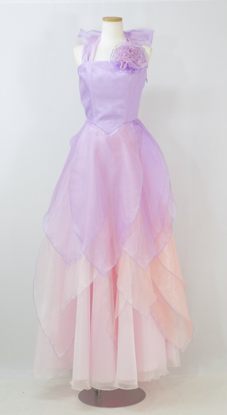 サンプルセール　ステージ 衣装 ピアノ発表会 ホルターネック オーガンジーのドレス [グラデーション］演奏会用ドレス 演奏会 ピアノ 発表会 大人 中学生 ジュニア コンクール ブルー 舞台衣装 ピンク 大きいサイズ 160 165cm 声楽(op3558)日本製