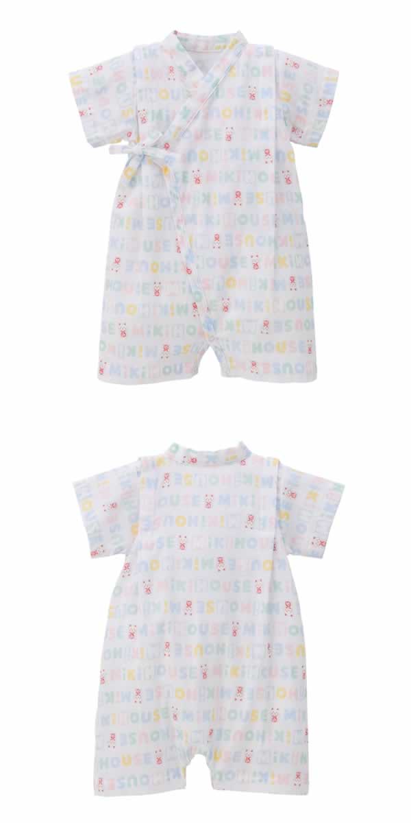 e-子供服ノンのミキハウス MIKIHOUSE まねき猫とロゴ・福だるま甚平オール 夏向け 日本製 男の子 女の子 ベビー【メール便可】｜アングル2