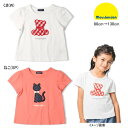 ムージョンジョン moujonjon くま・ねこアップリケ半袖Tシャツ ベビー キッズ ジュニア 女の子 【メール便限定送料無料】