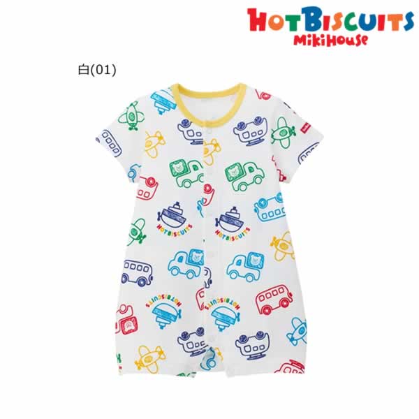 Rakuten - ミキハウス ホットビスケッツ MIKIHOUSE Hot Biscuits ショートオール 股下5分丈 乗り物総柄 男の子 ベビー 【メール便可】