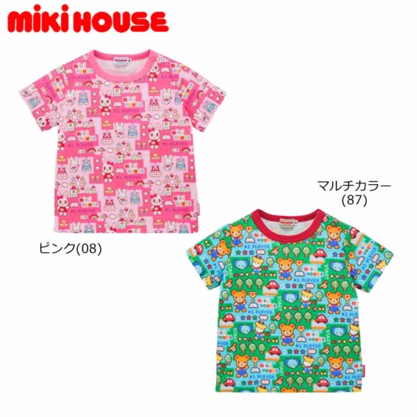 乐天商城 - ミキハウス MIKIHOUSE 半袖Tシャツ プッチー・うさこ 総柄 日本製 ベビー キッズ 男の子 女の子 【メール便可】