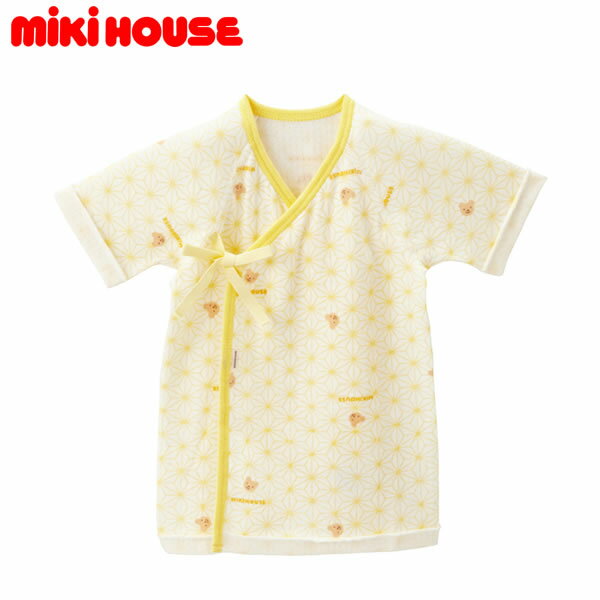 ミキハウス MIKIHOUSE 抗ウィルス・抗菌加工(Etak) ピュアベール 天使のはぐ麻の葉柄*ニットガーゼ短肌着 日本製 ベビー 男の子 女の子 【メール便可】