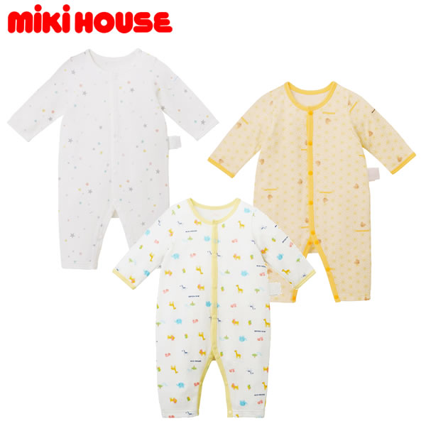 ミキハウス MIKIHOUSE ピュアベールニットガーゼカバーオール肌着【冬】 日本製 男の子 女の子 【メール便可】