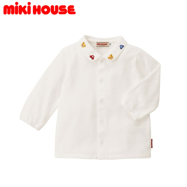 セール30％OFF ミキハウス MIKIHOUSE 襟元プッチー＆くるま長袖ブラウス 日本製 男の子 アウトレットセール 【メール便可】