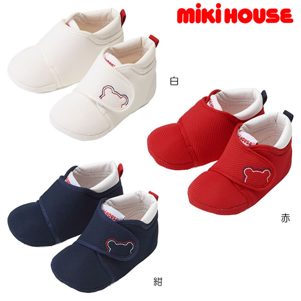 楽天e-子供服ノンミキハウス MIKIHOUSE クマステッチ プレシューズ 日本製 【ベビーシューズ 靴】【出産祝い】 男の子 女の子 【期間限定送料無料（北海道・沖縄県を除く）】