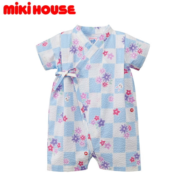 セール30％OFF ミキハウス MIKIHOUSE うさこ市松と花柄甚平オール 日本製 【メール便限定送料無料】【メール便発送の都合上 送料別商品との同梱発送は出来ません（可能な場合に限りご対応致します）】 ベビー 女の子 アウトレットセール