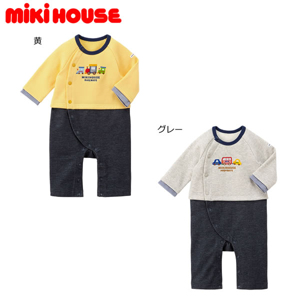 ミキハウス ロンパース（ベビー用） ミキハウス MIKIHOUSE 乗り物モチーフカバーオール 日本製 ベビー 男の子 【メール便可】