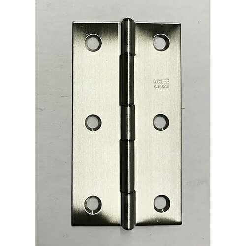 一般小型扉、家具などにご使用いただけます。 [サイズ]A89mm、B48mm、C1.2mm、H5.8mm、M7.5mm、N5.5mm、I9.5mm、K9.5mm、L35.0mm [本体重量]51g [付属品]SUS 十字穴付皿木ネジ:3.5×25:6本 [材質]SUS304 [仕上]ヘアーライン ●穴数:6 ●穴数耐荷重(2枚使用時):15kgf 杉田エース ACEの製品です。