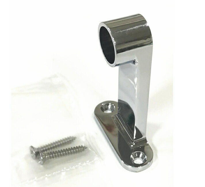 F型ブラケット 太さ25mmパイプ用 首長 止まり/通し 単品販売 ネジ付き 10個まで1通のメール便可 ダイキャスト クローム 25mmパイプ 止め 金具 パ...