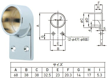 セコンドブラケット(P型ブラケット)太さ32ミリパイプ用 止まりタイプ ネジ付き 単品販売 8個まで1通のメール便可